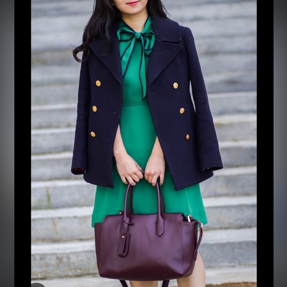 J crew bow tie neck dress in 365 crepe cap sleeve green size 4
